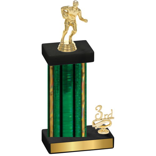 Accented Single Green Glacier Third Place Rugby Trophy