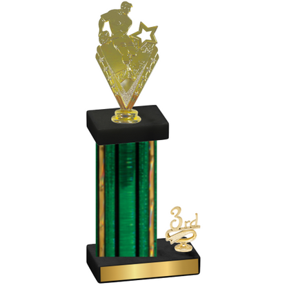 Accented Single Green Glacier Third Place Rugby Trophy