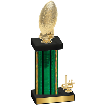 Accented Single Green Glacier First Place Football Trophy