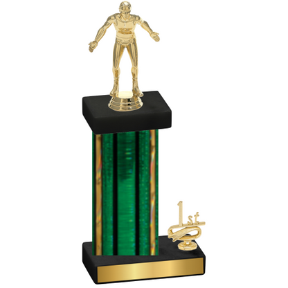 Accented Single Green Glacier First Place Wrestling Trophy