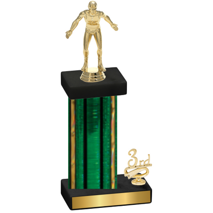 Accented Single Green Glacier Third Place Wrestling Trophy