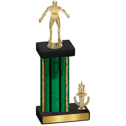 Accented Single Green Glacier Victory Wrestling Trophy