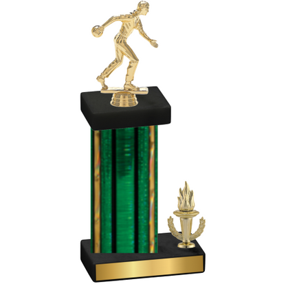 Accented Single Green Glacier Victory Bowling Trophy