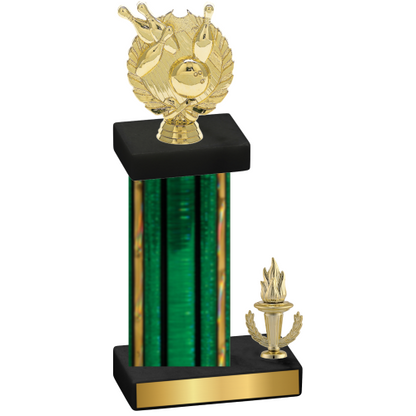 Accented Single Green Glacier Victory Bowling Trophy