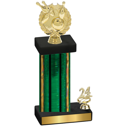 Accented Single Green Glacier Year Bowling Trophy