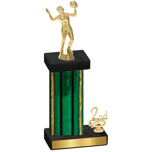 Accented Single Green Glacier Second Place Volleyball Trophy