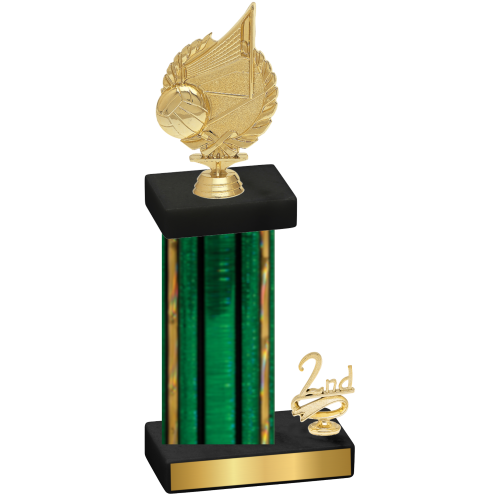 Accented Single Green Glacier Second Place Volleyball Trophy