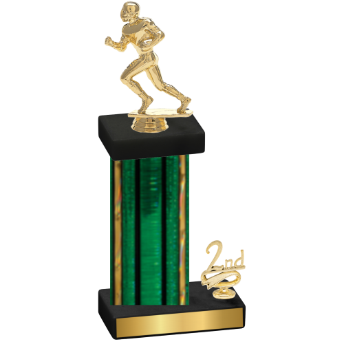 Accented Single Green Glacier Second Place Football Trophy