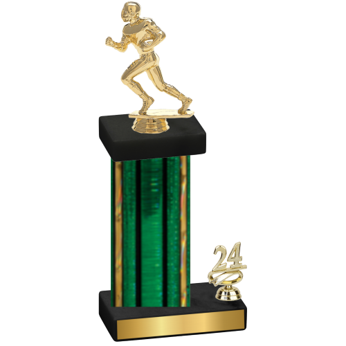 Accented Single Green Glacier Year Football Trophy