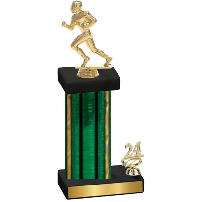 Accented Single Green Glacier Year Football Trophy