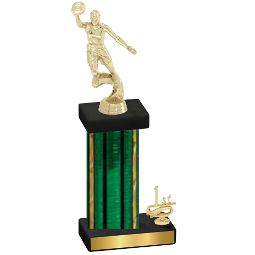 Accented Single Green Glacier First Place Basketball Trophy