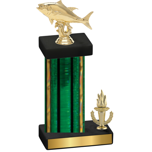 Accented Single Green Glacier Victory Fishing Trophy