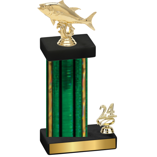 Accented Single Green Glacier Year Fishing Trophy