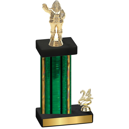 Accented Single Green Glacier Year Holiday Trophy