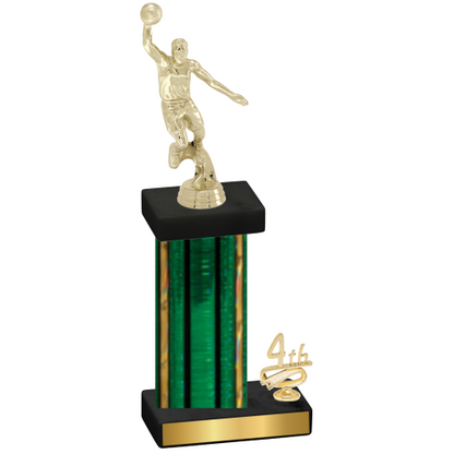 Accented Single Green Glacier Fourth Place Basketball Trophy