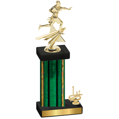 Accented Single Green Glacier First Place Flag Football Trophy