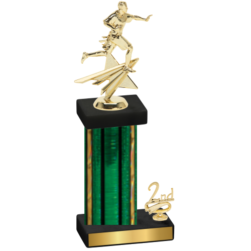 Accented Single Green Glacier Second Place Flag Football Trophy