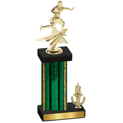 Accented Single Green Glacier Victory Flag Football Trophy