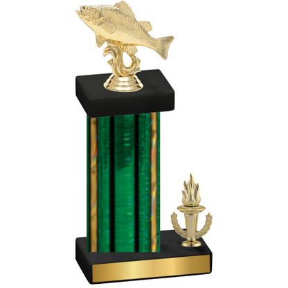 Accented Single Green Glacier Victory Fishing Trophy