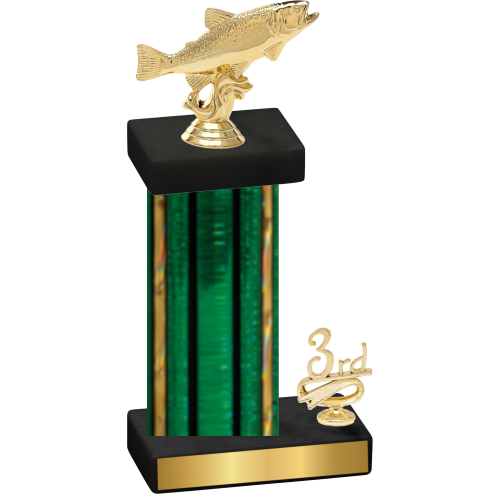 Accented Single Green Glacier Third Place Fishing Trophy