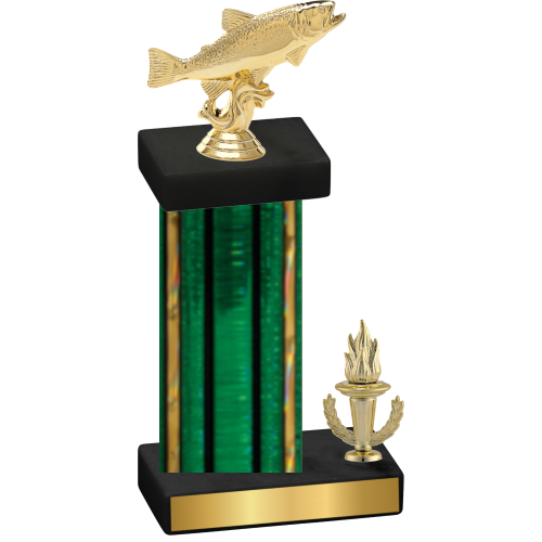 Accented Single Green Glacier Victory Fishing Trophy