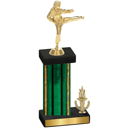 Accented Single Green Glacier Victory Karate Trophy