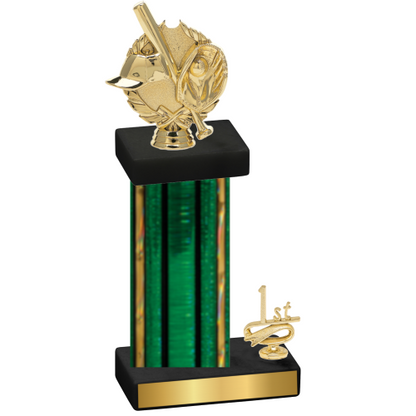 Accented Single Green Glacier First Place Baseball Trophy