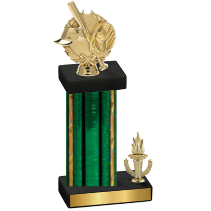 Accented Single Green Glacier Victory Baseball Trophy