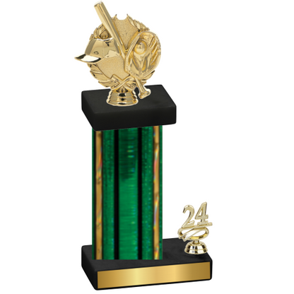 Accented Single Green Glacier Year Baseball Trophy