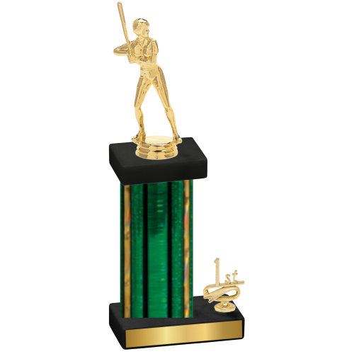 Accented Single Green Glacier First Place Softball Trophy