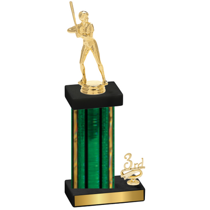 Accented Single Green Glacier Third Place Softball Trophy