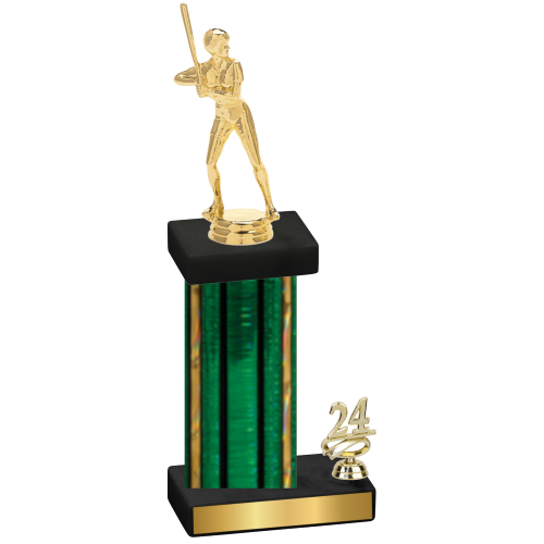 Accented Single Green Glacier Year Softball Trophy