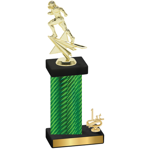 Accented Single Green Carbon Fiber First Place Football Trophy