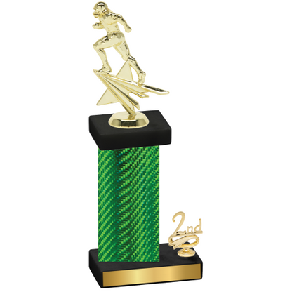 Accented Single Green Carbon Fiber Second Place Football Trophy