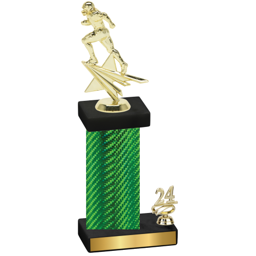 Accented Single Green Carbon Fiber Year Football Trophy