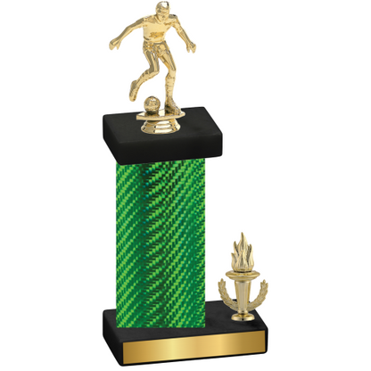 Accented Single Green Carbon Fiber Victory Soccer Trophy