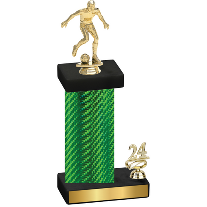 Accented Single Green Carbon Fiber Year Soccer Trophy