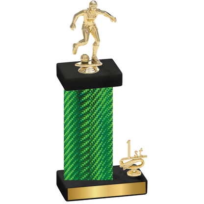 Accented Single Green Carbon Fiber First Place Soccer Trophy