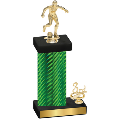 Accented Single Green Carbon Fiber Third Place Soccer Trophy