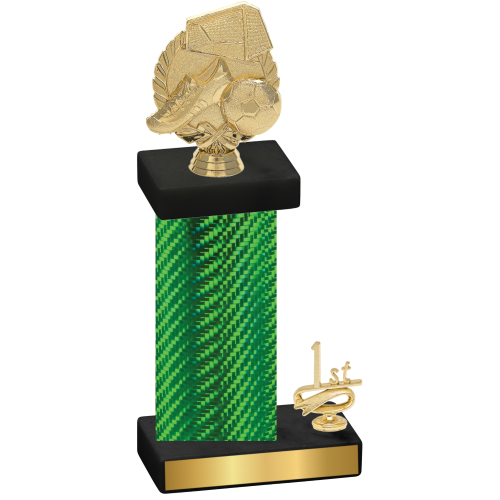 Accented Single Green Carbon Fiber First Place Soccer Trophy