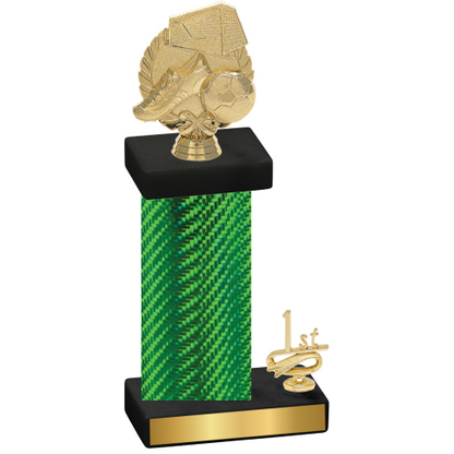 Accented Single Green Carbon Fiber First Place Soccer Trophy