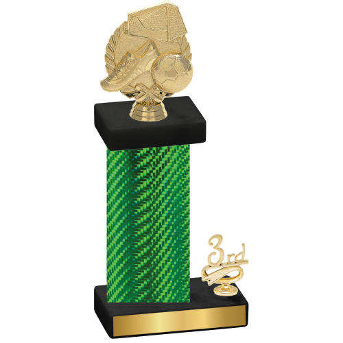Accented Single Green Carbon Fiber Third Place Soccer Trophy