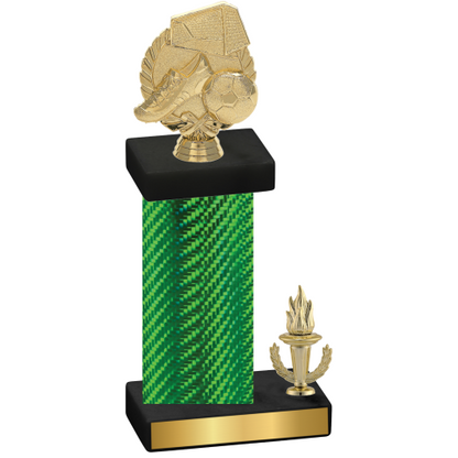 Accented Single Green Carbon Fiber Victory Soccer Trophy