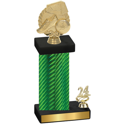 Accented Single Green Carbon Fiber Year Soccer Trophy