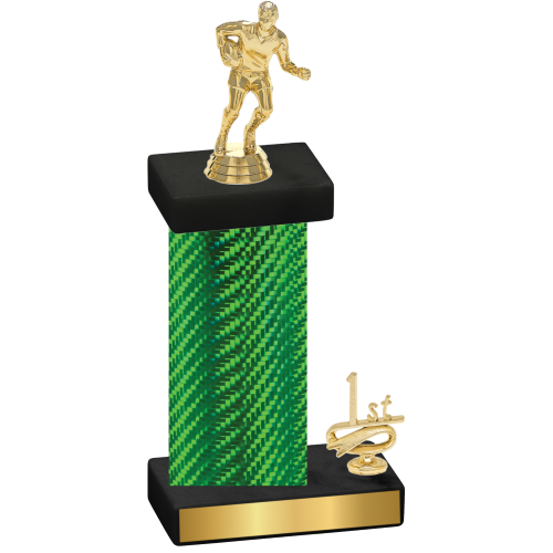 Accented Single Green Carbon Fiber First Place Rugby Trophy