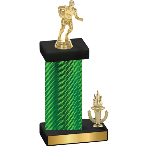 Accented Single Green Carbon Fiber Victory Rugby Trophy