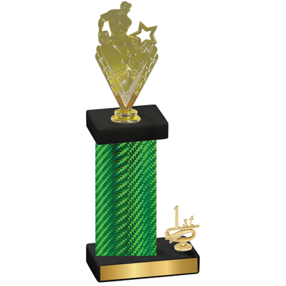 Accented Single Green Carbon Fiber First Place Rugby Trophy