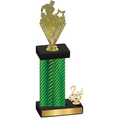 Accented Single Green Carbon Fiber Second Place Rugby Trophy