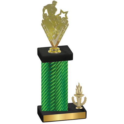 Accented Single Green Carbon Fiber Victory Rugby Trophy