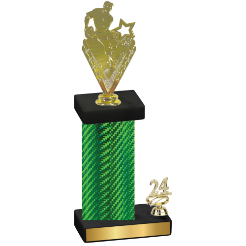 Accented Single Green Carbon Fiber Year Rugby Trophy